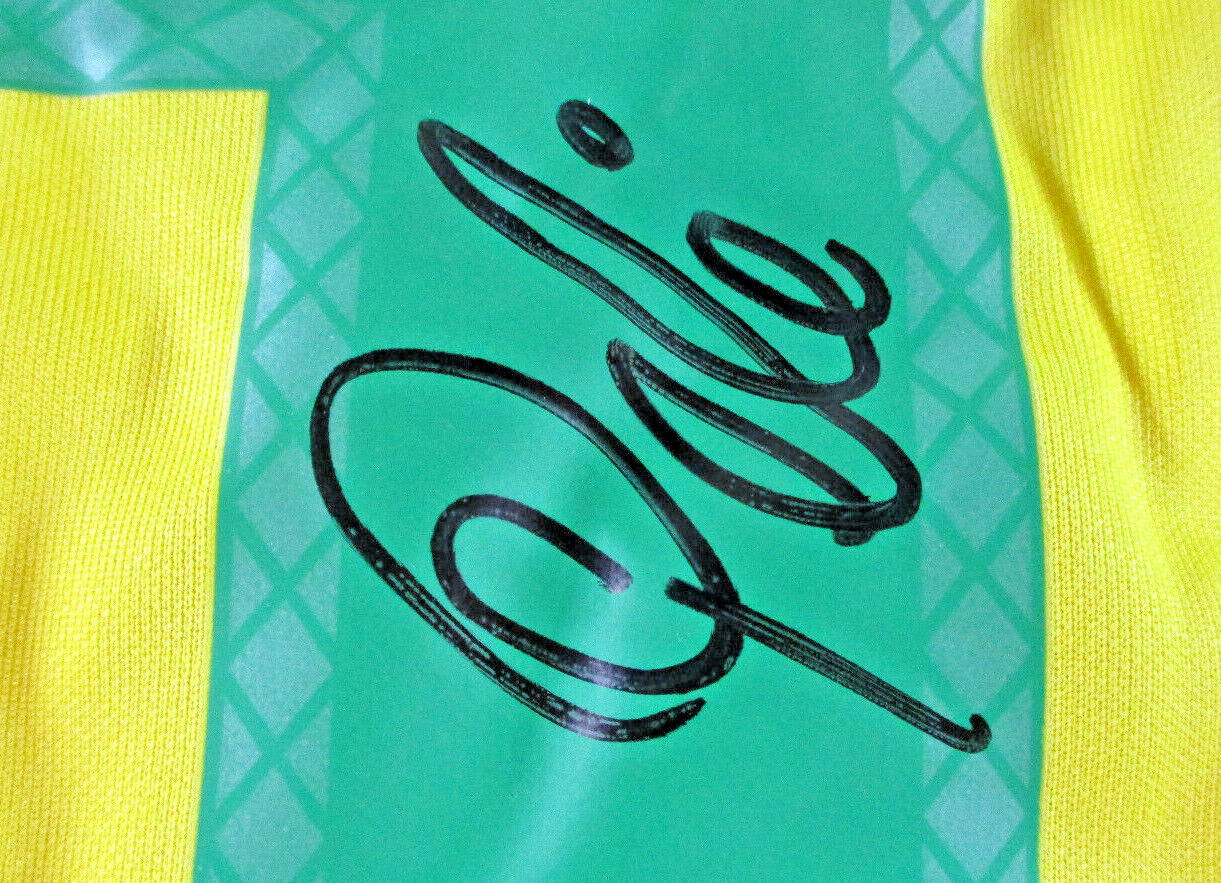 Pele / Autographed Team Brazil Dri-Fit Yellow Pro Style Soccer Jersey / C.O.A.