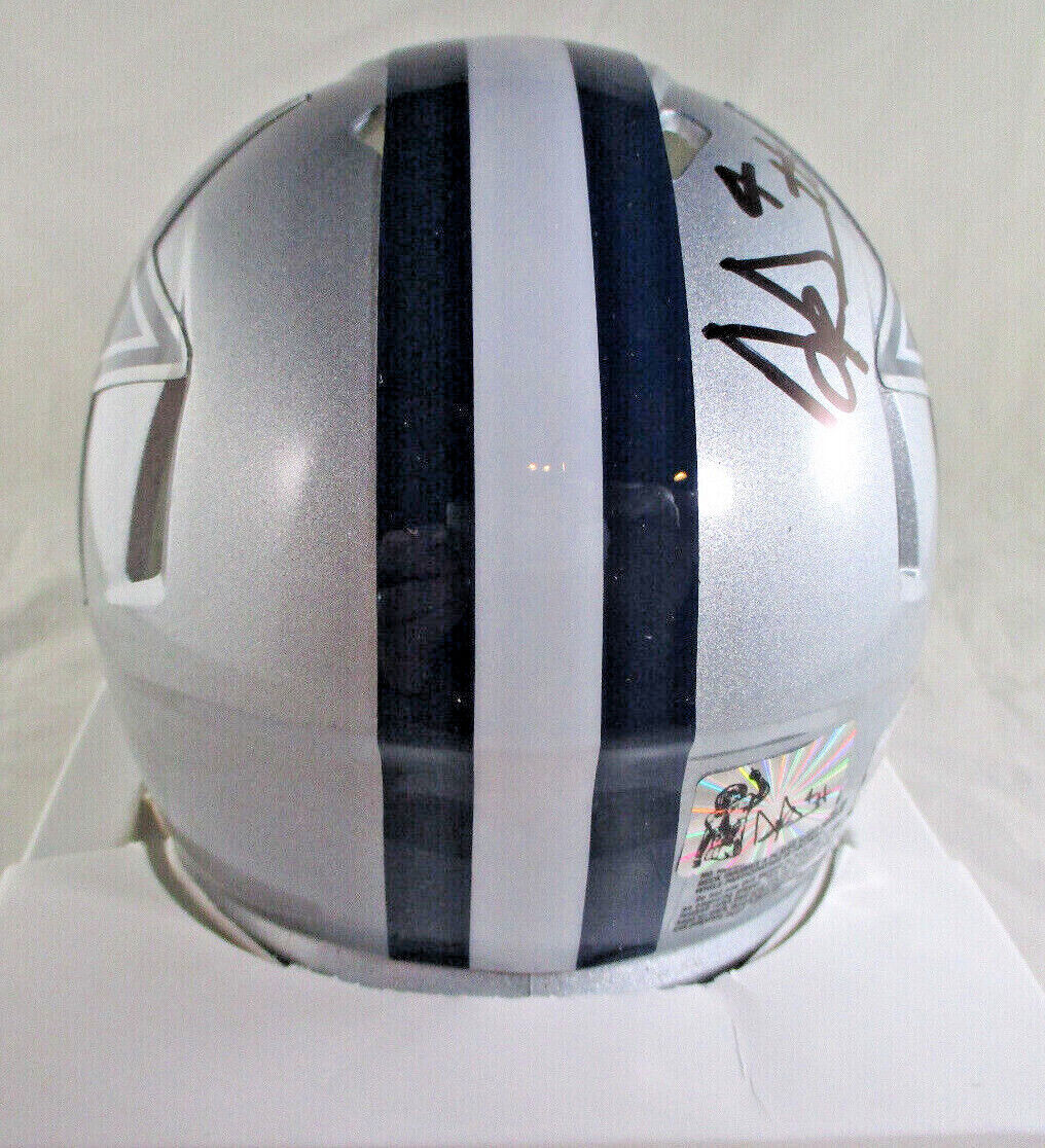 Troy AIkman, Dak Prescott / Autographed Dallas Cowboys Mini Helmet / Player Holo