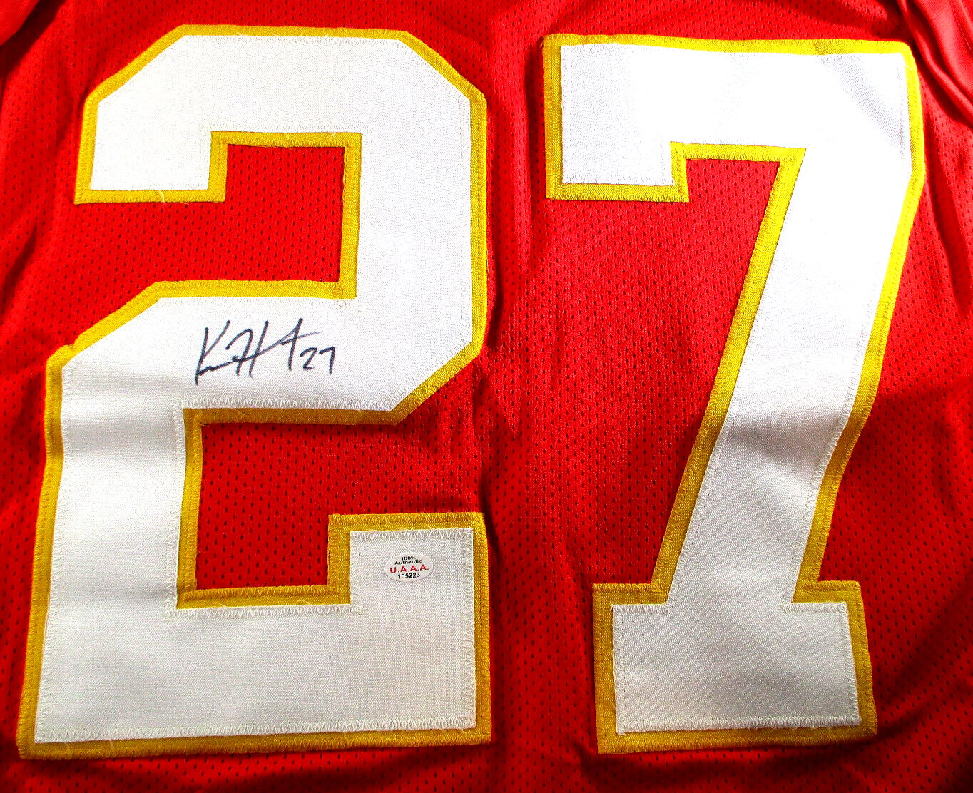 Kareem Hunt / Autographed Kansas City Chiefs Custom Football Jersey / COA
