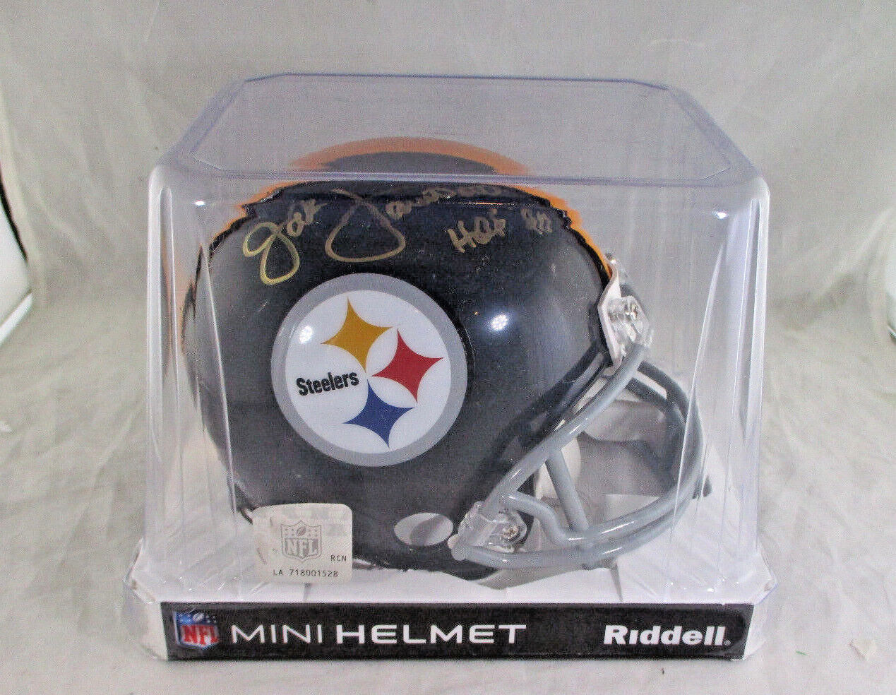 Jack Lambert / Autographed Pittsburgh Steelers Riddell Mini Helmet / Player Holo