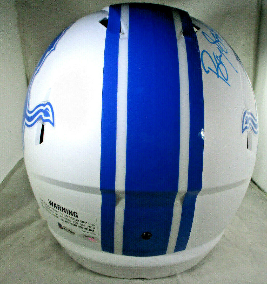 Barry Sanders / Autographed Detroit Lions F.S Matte White Speed Helmet / Beckett