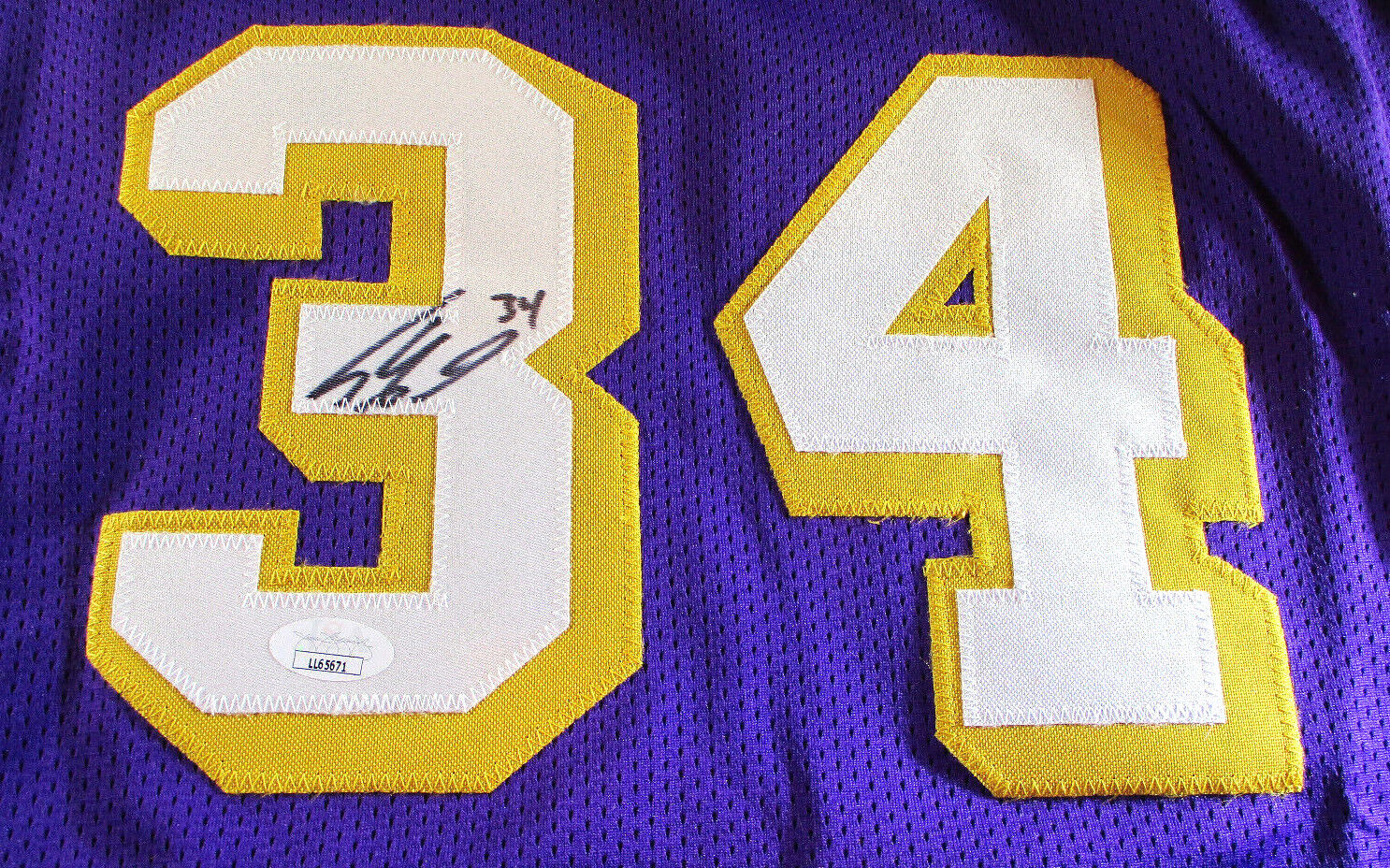 Shaquille O'Neal / Autographed L.A. Lakers Purple Custom Basketball Jersey / JSA