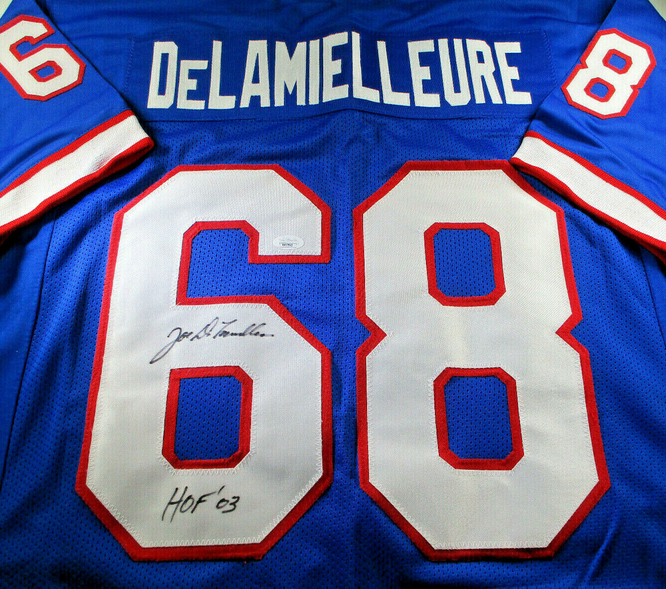 Joe Delamielleure / Autographed Buffalo Bills Blue Custom Football Jersey / JSA