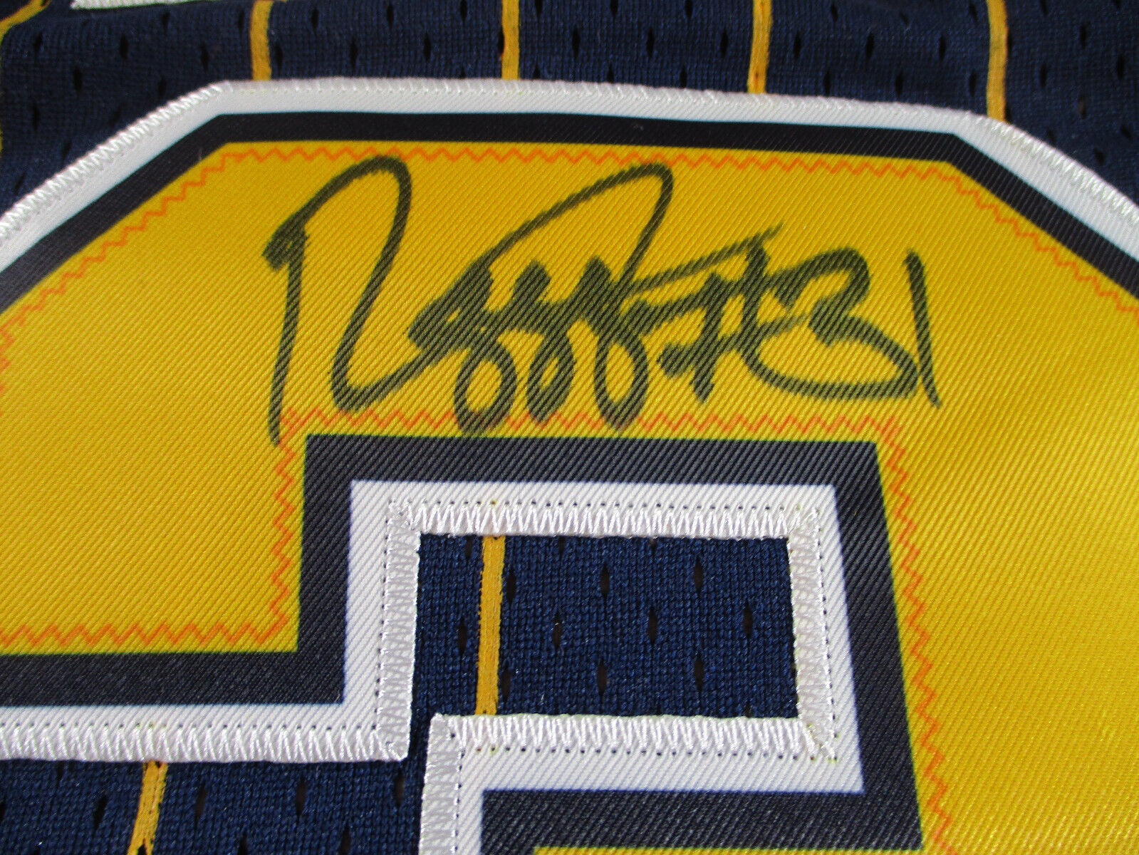 Reggie Miller / Autographed Indiana Pacers Blue Pro Style Throwback Jersey / COA