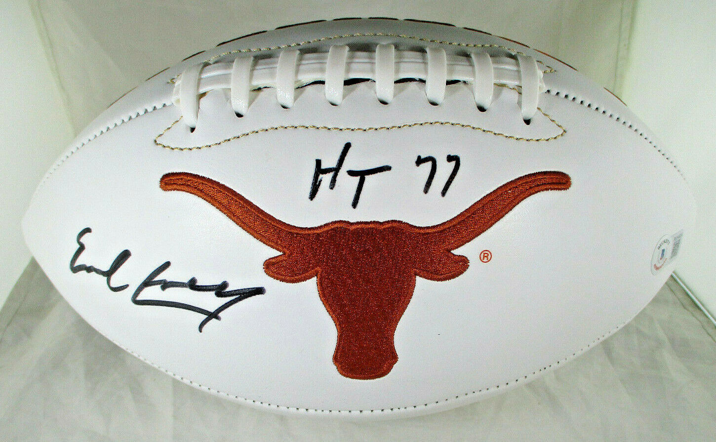 Earl Campbell / Autographed Texas Longhorns White Panel Football / Beckett COA
