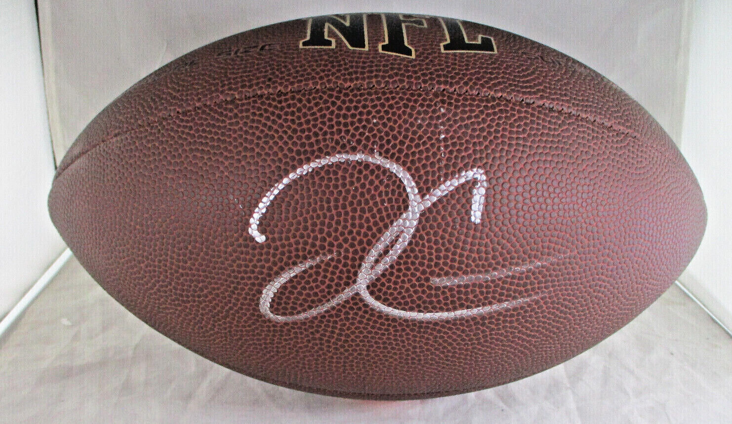 Derek Carr / Autographed Full Size NFL Gold Logo Brown Panel Football / COA
