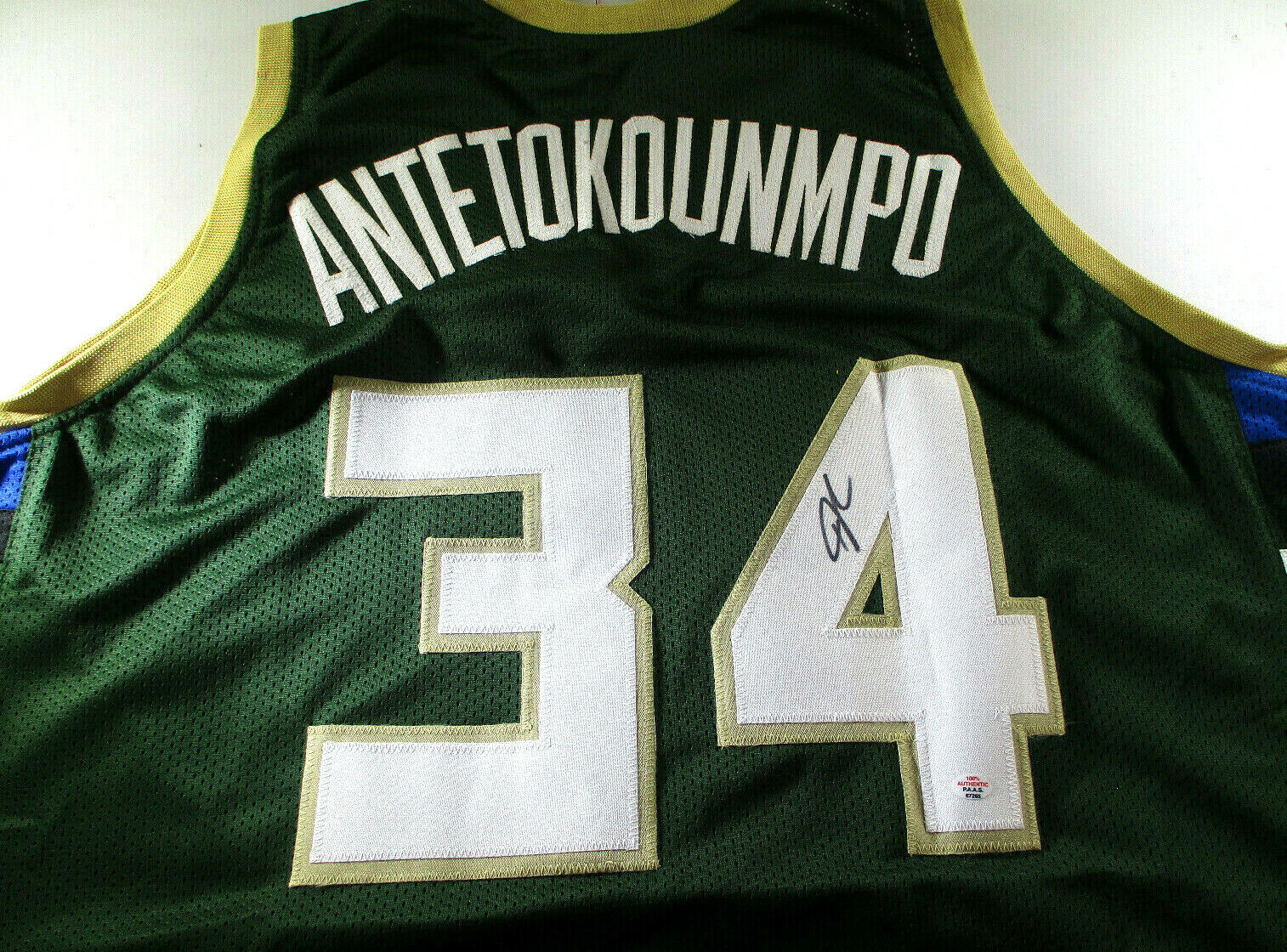 Giannis Antetokounmpo / Authographed Milwaukee Bucks Green Custom Jersey / COA