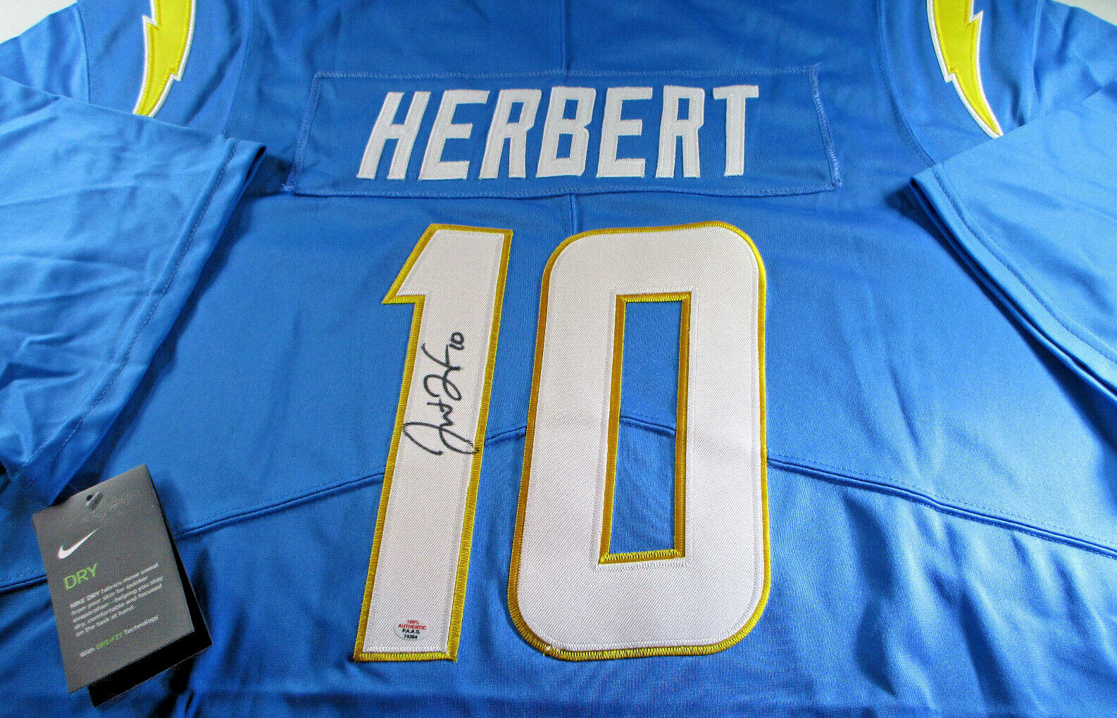Justin Herbert / Autographed San Diego Chargers Blue Pro Style Jersey / C.O.A.
