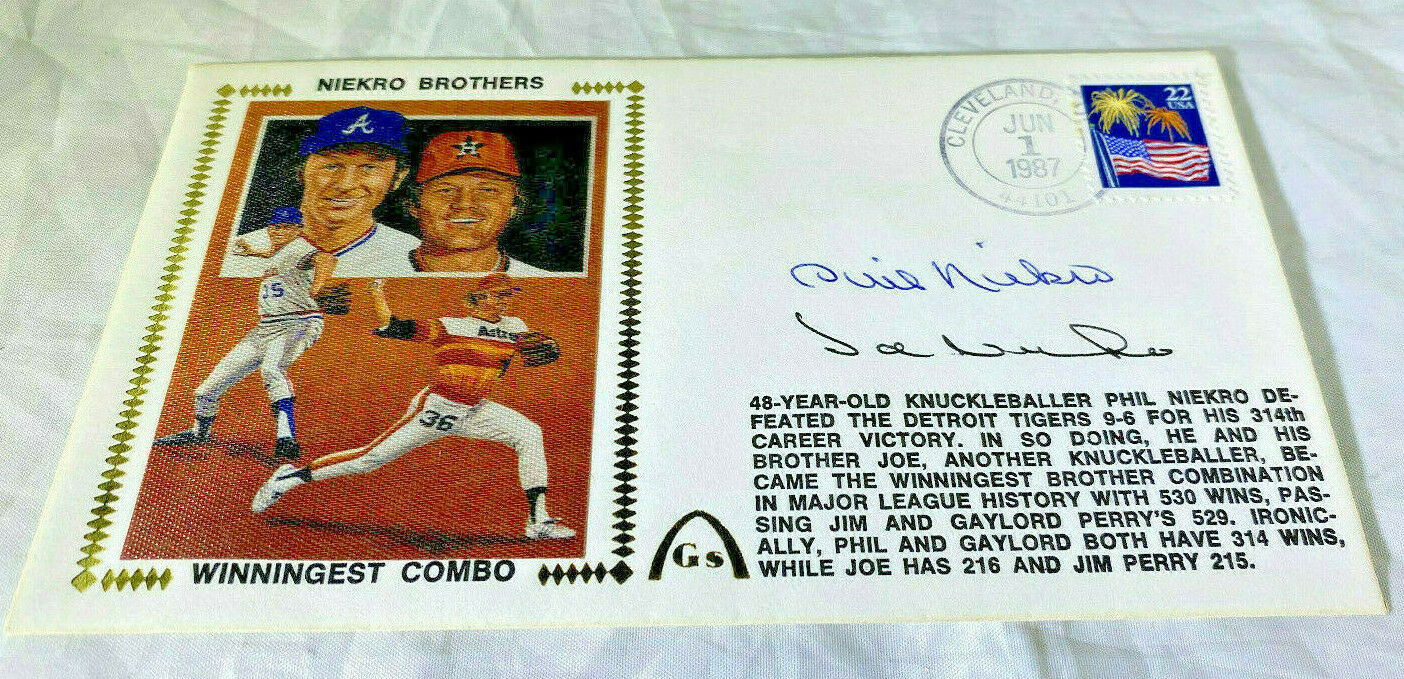Niekro Brothers / Hall Of Fame / Autographed Baseball Envelope Cachet / JSA COA