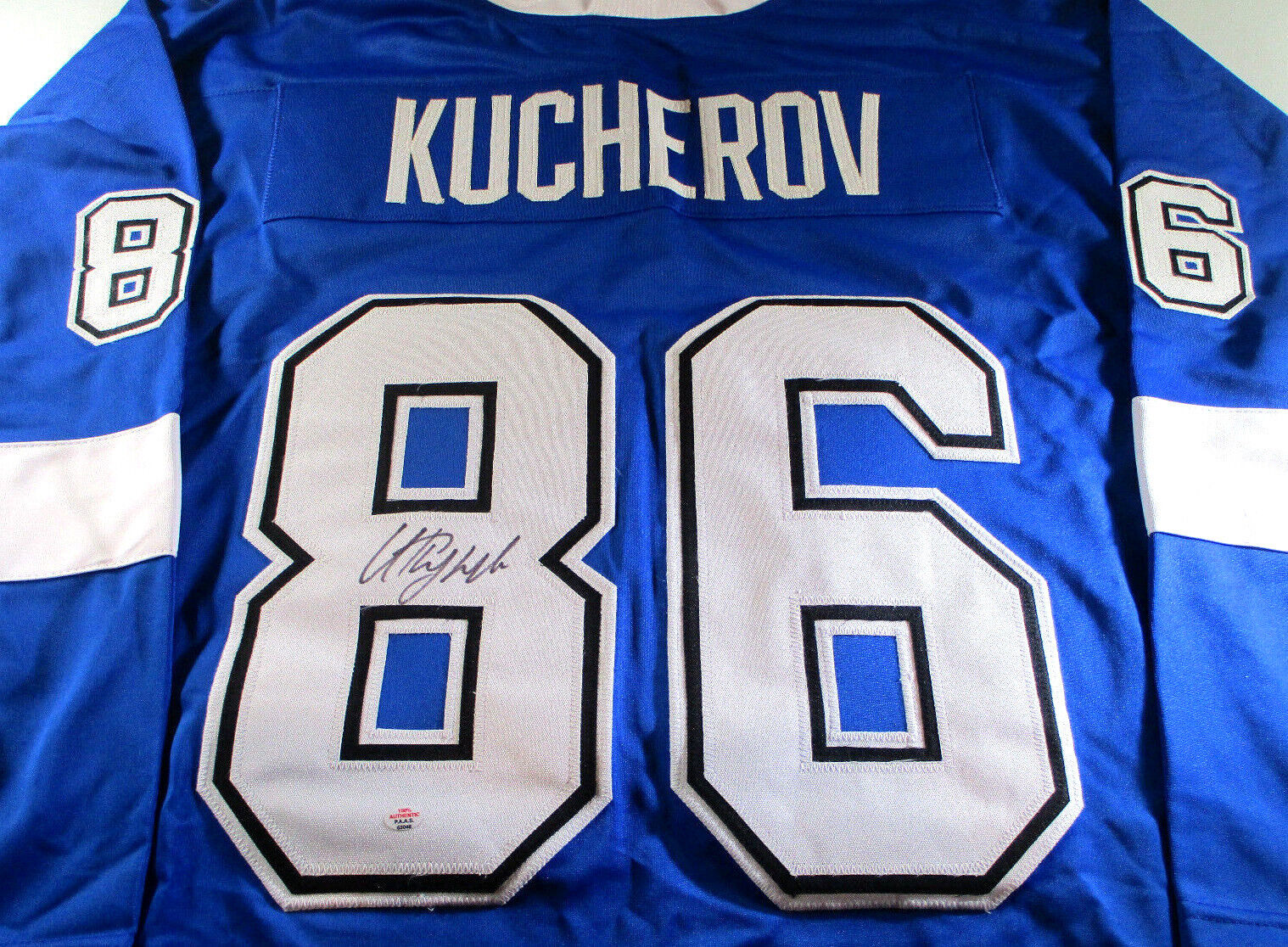 Nikita Kucherov / Autographed Tampa Bay Lightning Custom Hockey Jersey / COA