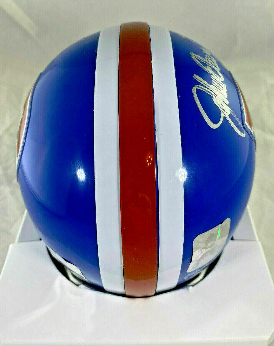 Peyton Manning & Elway / Autographed Broncos Throwback Mini Helmet / Player Holo