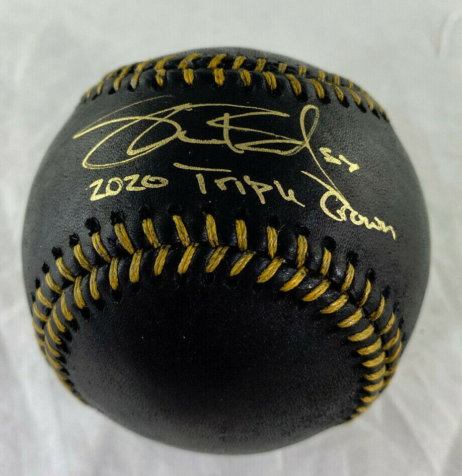 Shane Bieber / Autographed Rawlings Official Mlb Black Leather Baseball / Bas