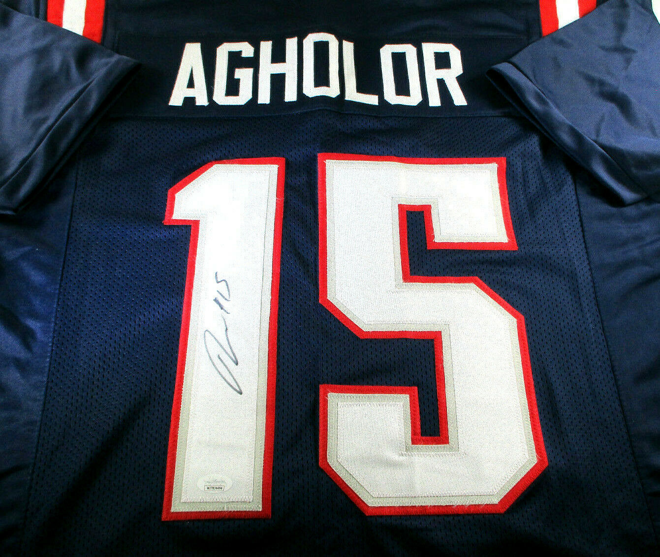 Nelson Agholor / Autographed New England Patriots Blue Custom Jersey / JSA COA