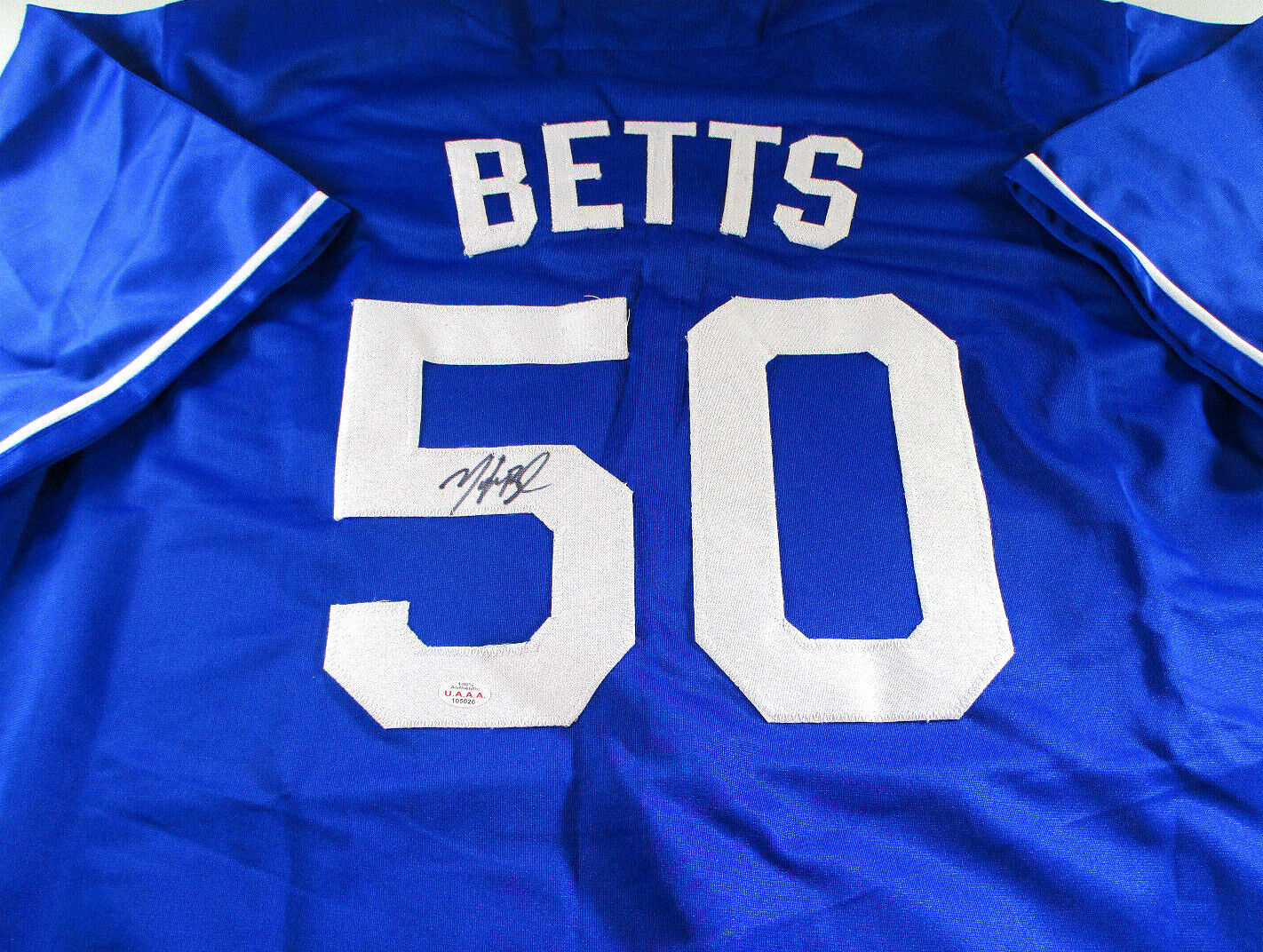 Mookie Betts / Autographed Los Angeles Dodgers Blue Custom Baseball Jersey / COA