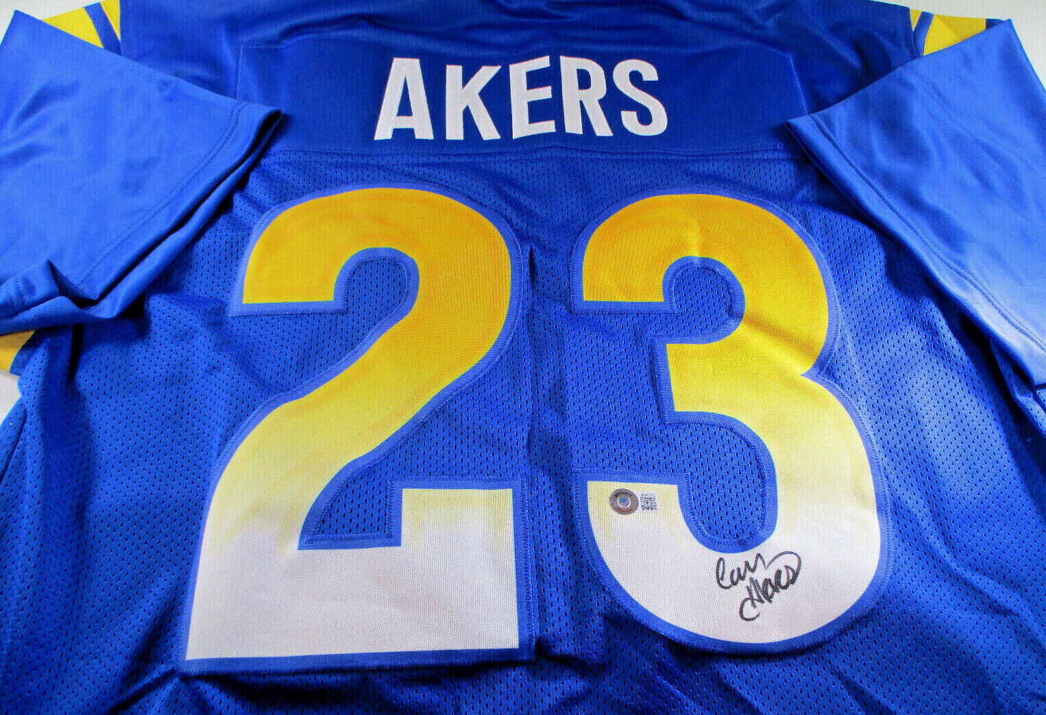 Cam Akers / Autographed Los Angeles Rams Blue Custom Football Jersey / Beckett
