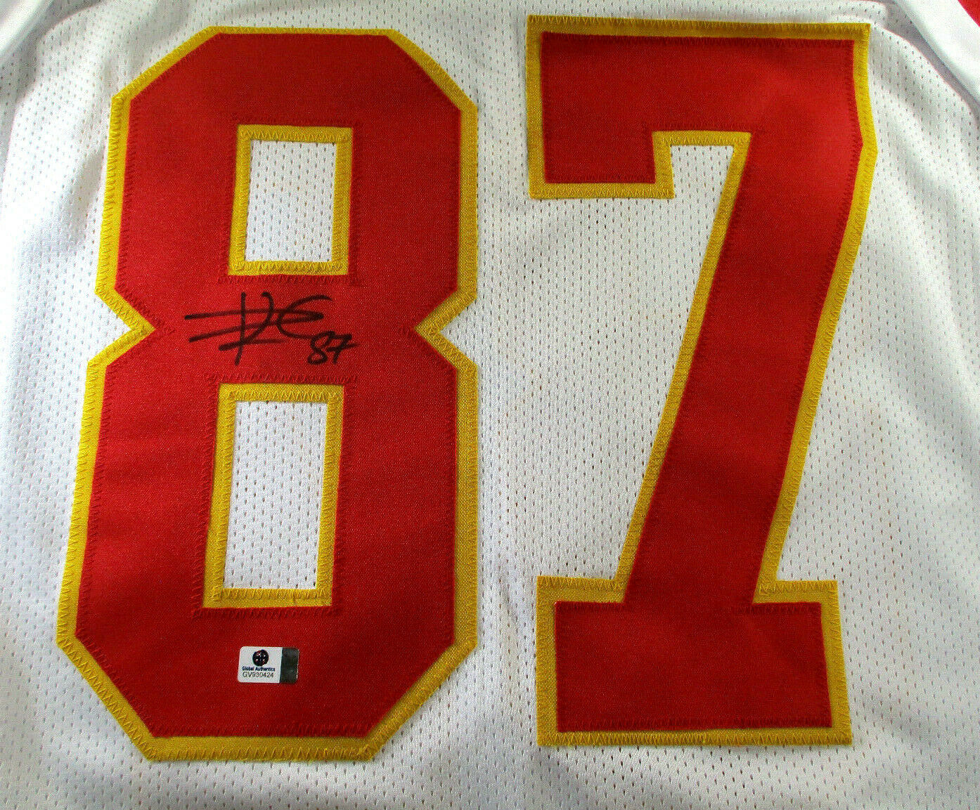 Travis Kelce / Autographed Kansas City Chiefs White Custom Football Jersey / COA